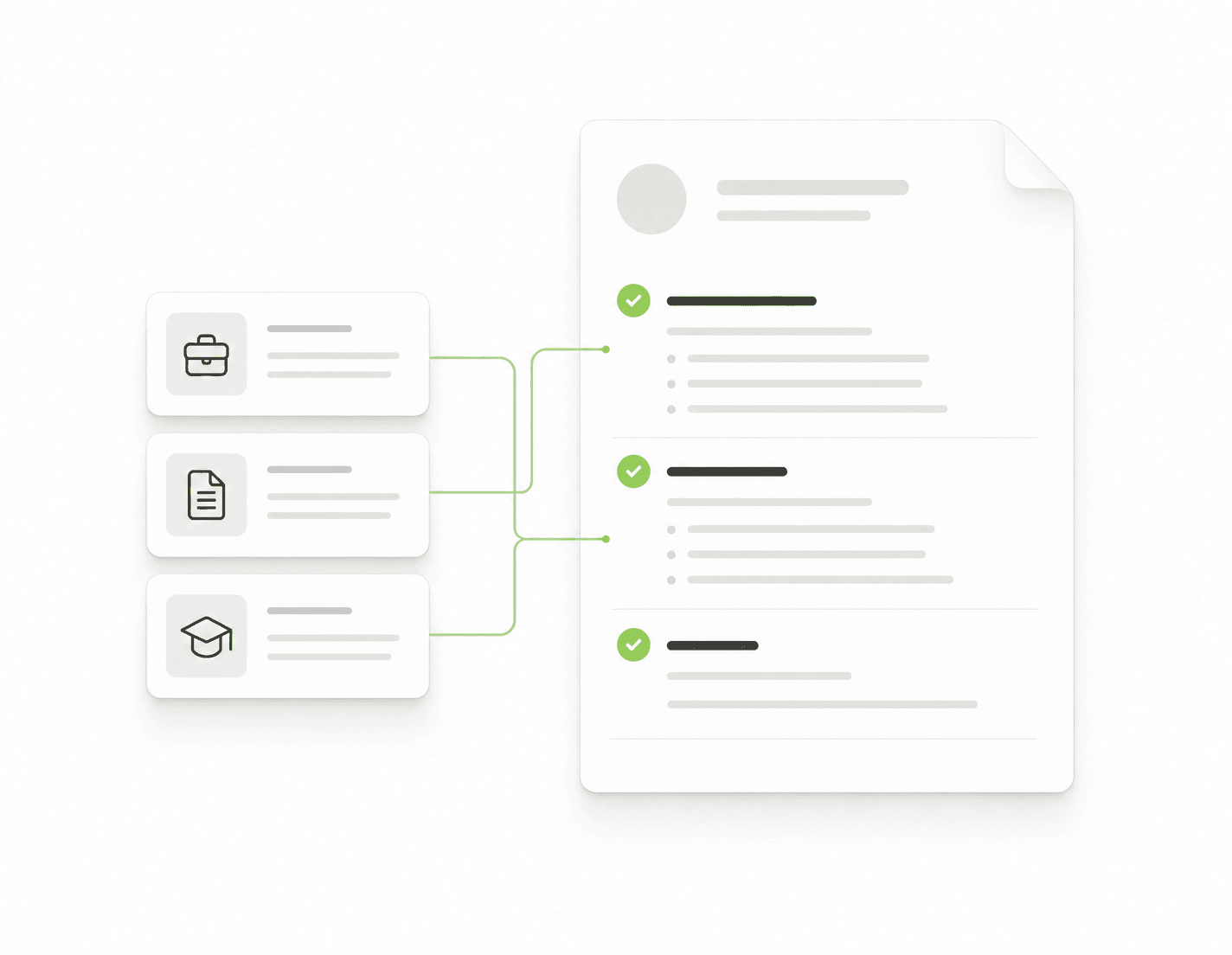 A profile and experience sources connected to verified resume evidence